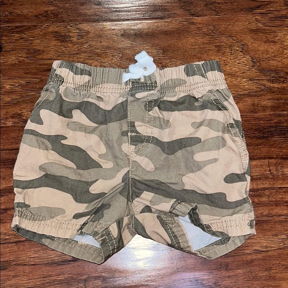 Carter's Green and Tan Camouflage Shorts Relaxed Fit 9 Months